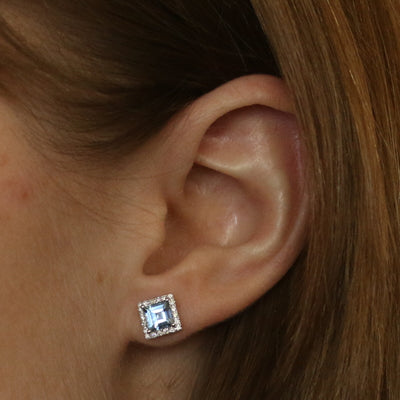 .91ctw Aquamarine & Diamond Earrings White Gold