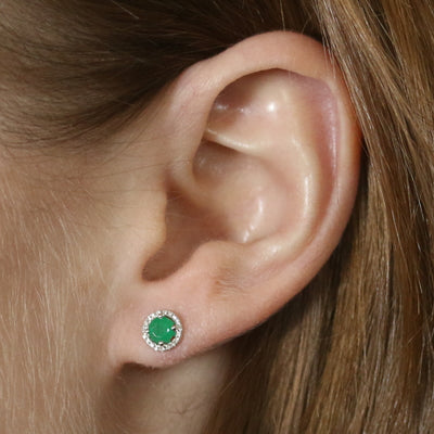 .62ctw Emerald & Diamond Earrings White Gold