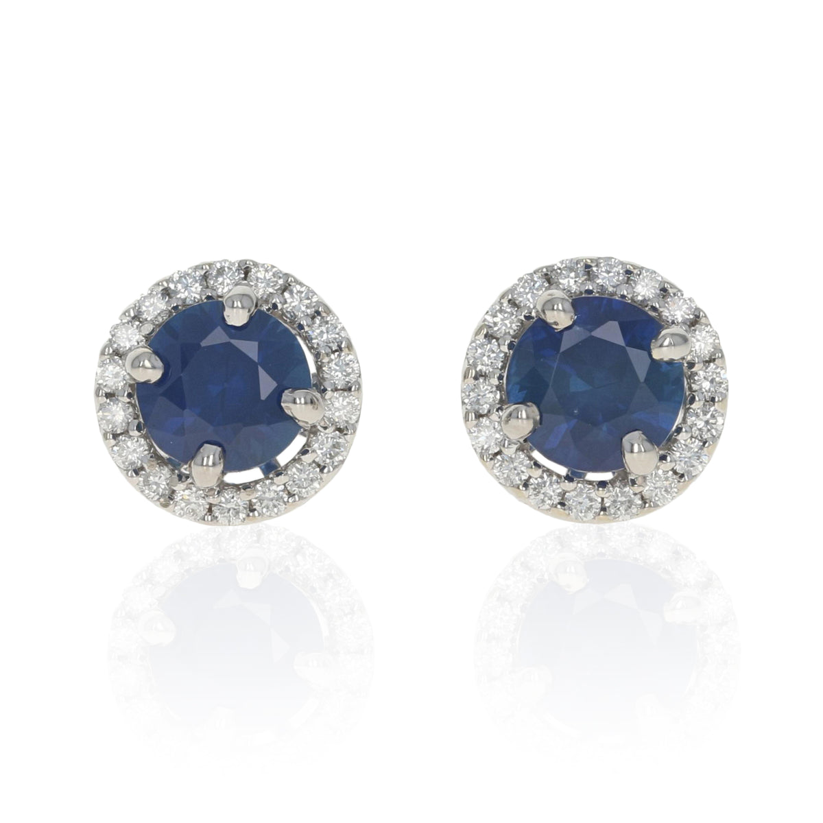 1.14ctw Sapphire & Diamond Halo Earrings White Gold
