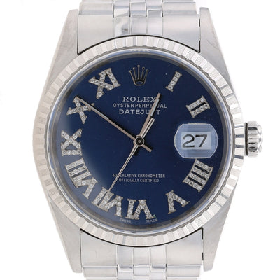 Rolex Oyster Perpetual Datejust Diamond Men's Watch 16220 Stainless Steel Swiss Automatic
