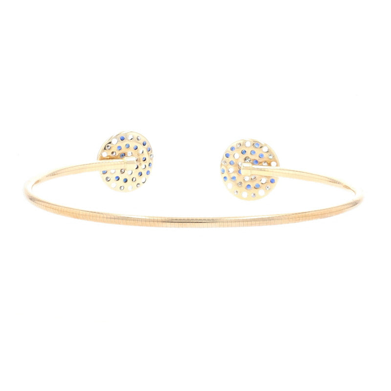 1.13ctw Sapphire & Diamond Cuff Bracelet Yellow Gold