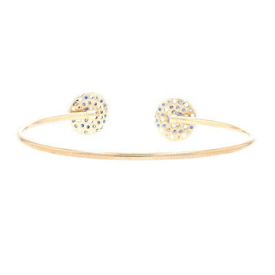 1.13ctw Sapphire & Diamond Cuff Bracelet Yellow Gold