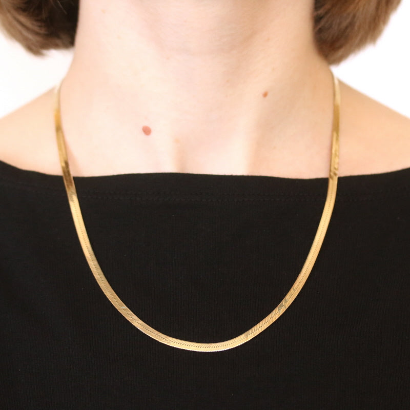 Buy 14K Yellow Gold 5mm Herringbone Necklace 20 Inches 9.30 Grams at ShopLC.
