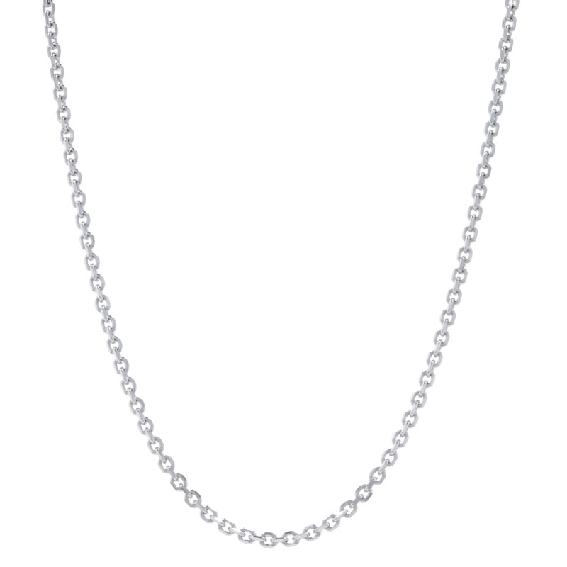 Diamond Cut Cable Chain Necklace White Gold