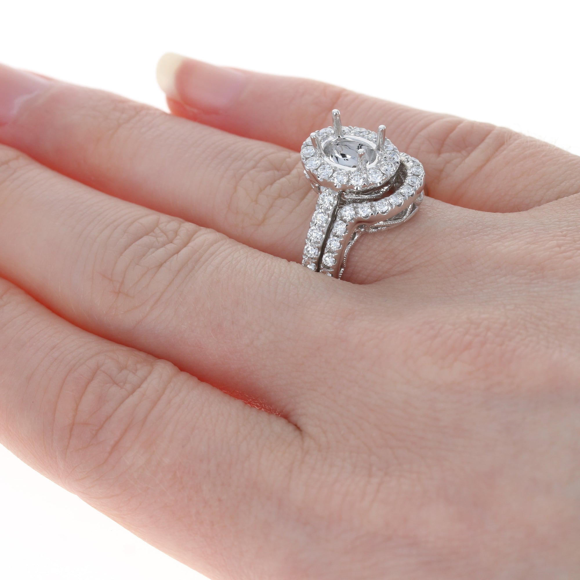 Oval Halo Semi-Mount Engagement Ring with Low Profile Cathedral - Shaftel  Diamonds