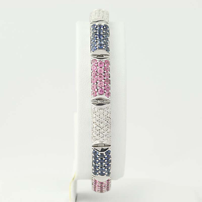 Sapphire & Diamond Bracelet Blue & Pink 11.52ctw