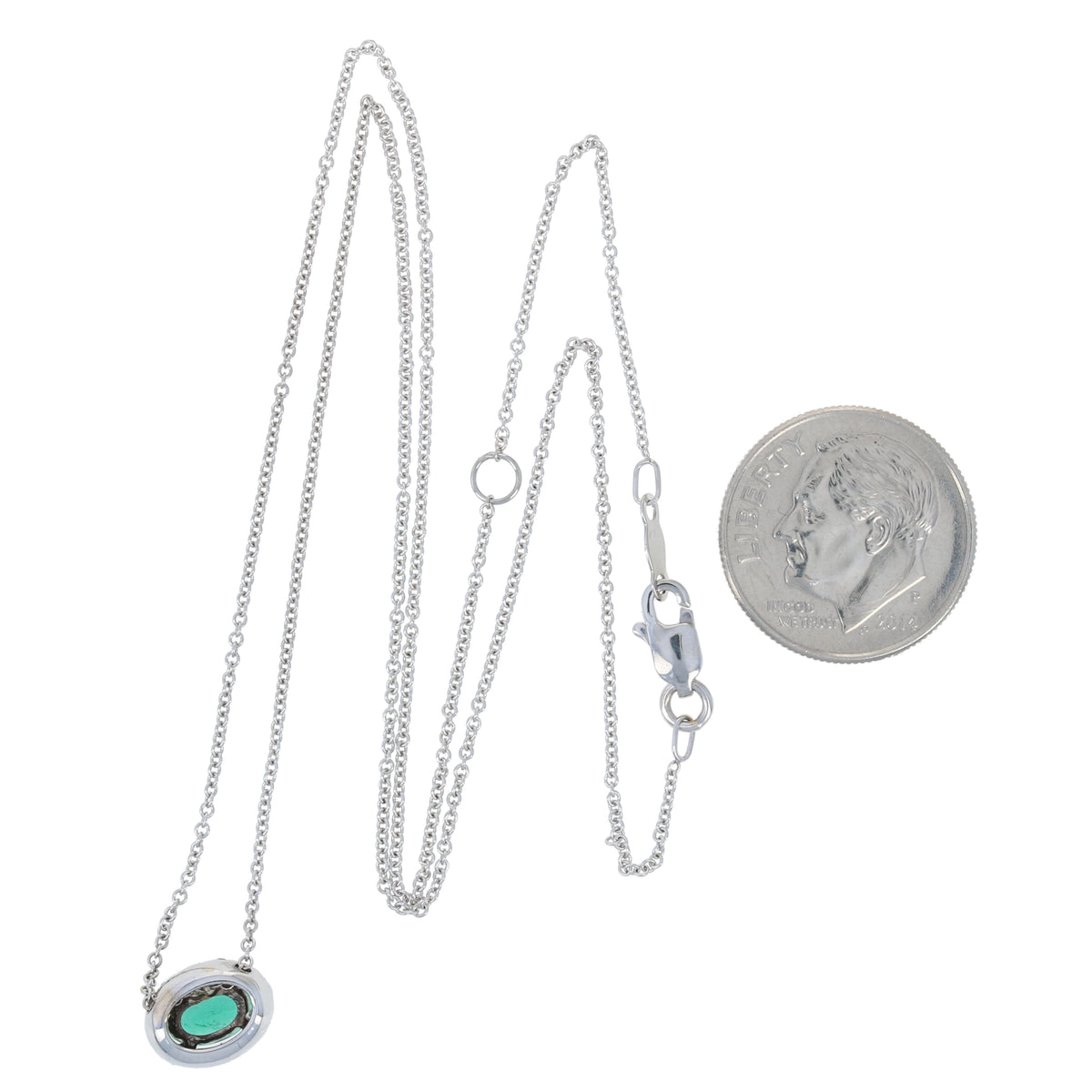 .63ct Emerald & Diamond Halo Necklace White Gold