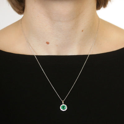 1.14ctw Emerald and Diamond Pendant Necklace White Gold