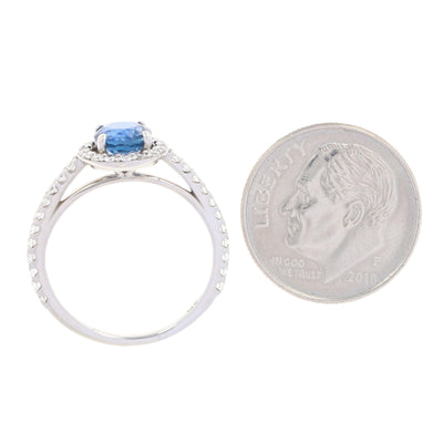 Sapphire & Diamond Halo Engagement Ring 1.08ct