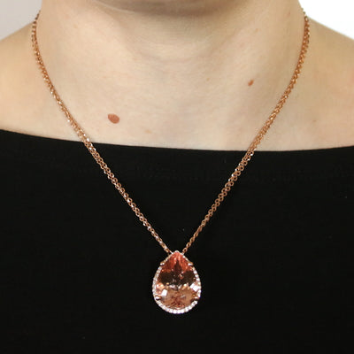 20.35ct Morganite & Diamond Necklace Rose Gold