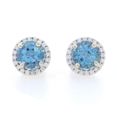 1.64 Aquamarine & Diamond Earrings White Gold