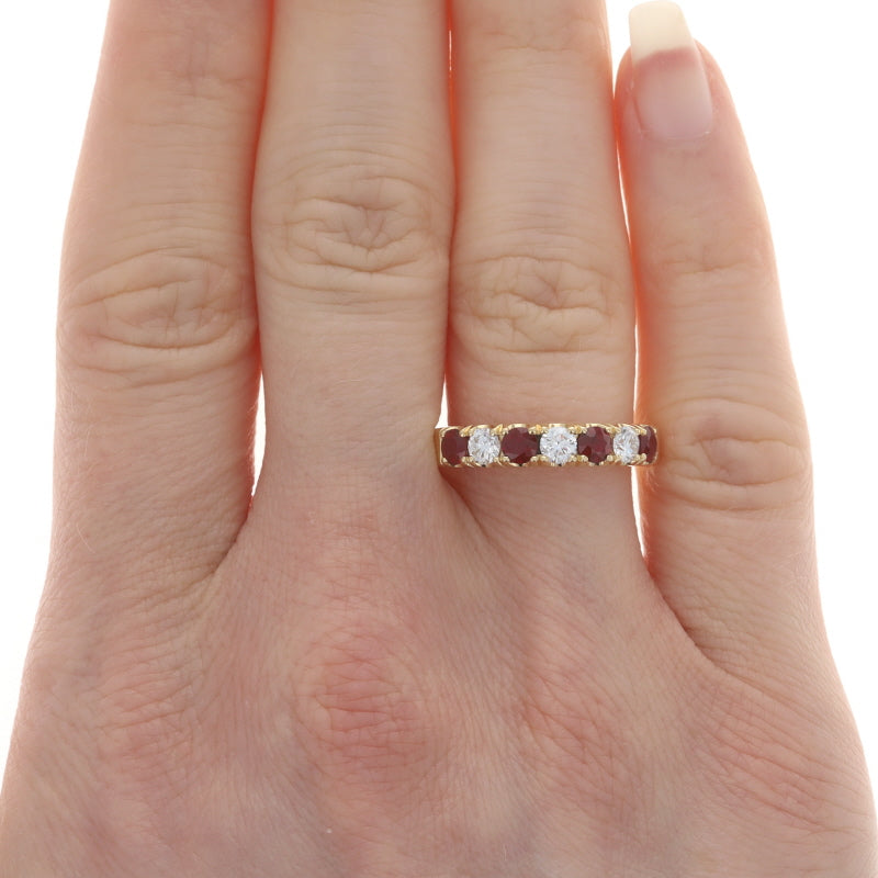 1.05ctw Ruby and Diamond Band Yellow Gold