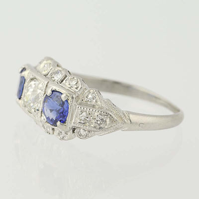 .34ct Diamond & Sapphire Art Deco Ring