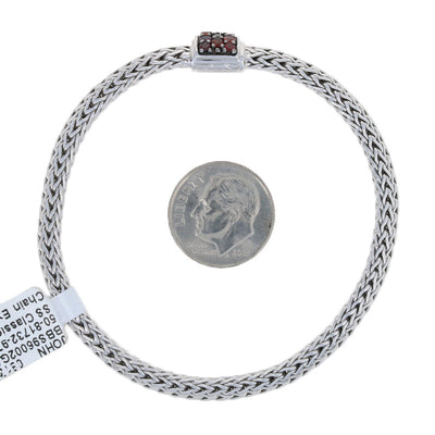 John Hardy Lava Garnet 5mm Classic Chain Bracelet Sterling Silver