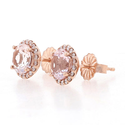 1.63ctw Morganite & Diamond Earrings Rose Gold