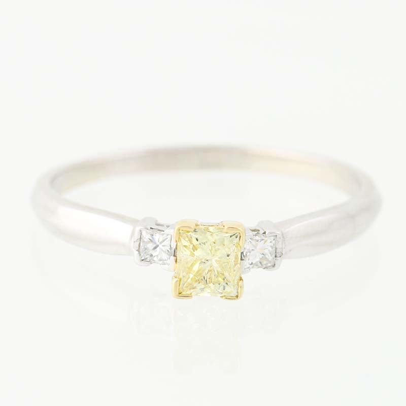 Fancy Yellow & White Diamond Engagement Ring .77ctw