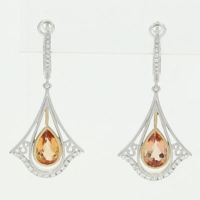 Imperial Topaz & Diamond Earrings  2.61ctw