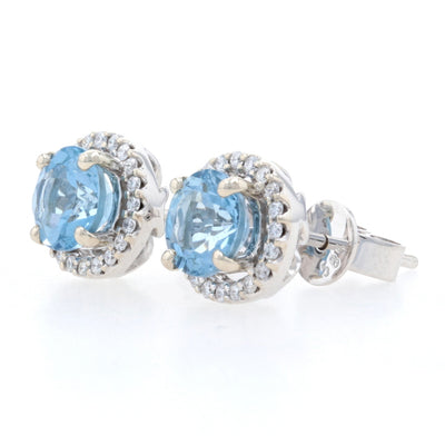 1.64 Aquamarine & Diamond Earrings White Gold