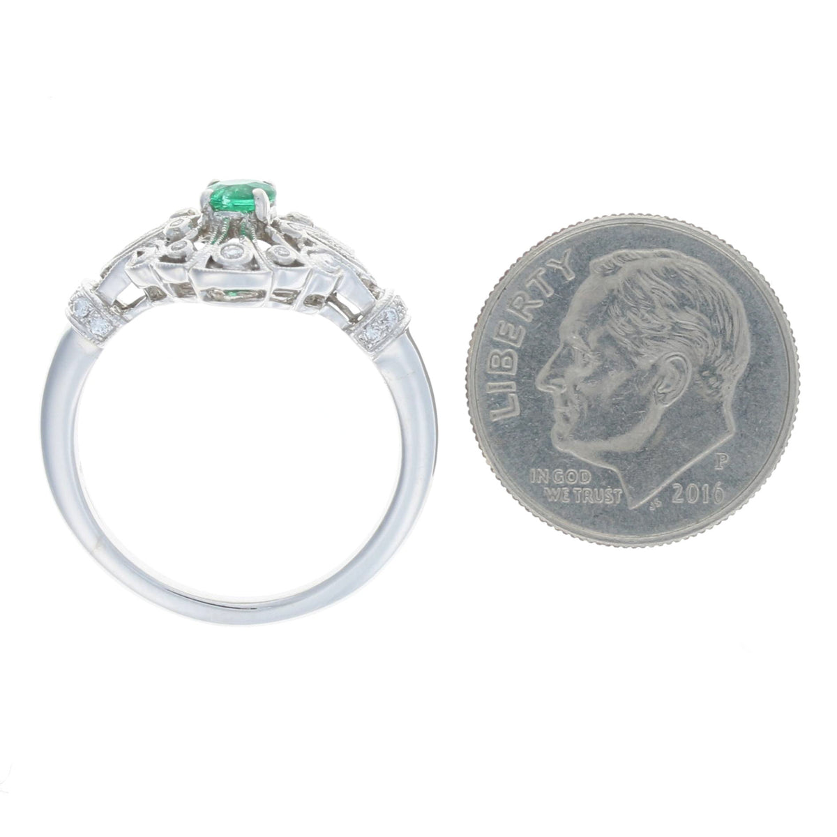 .20ct Emerald & Diamond Ring White Gold