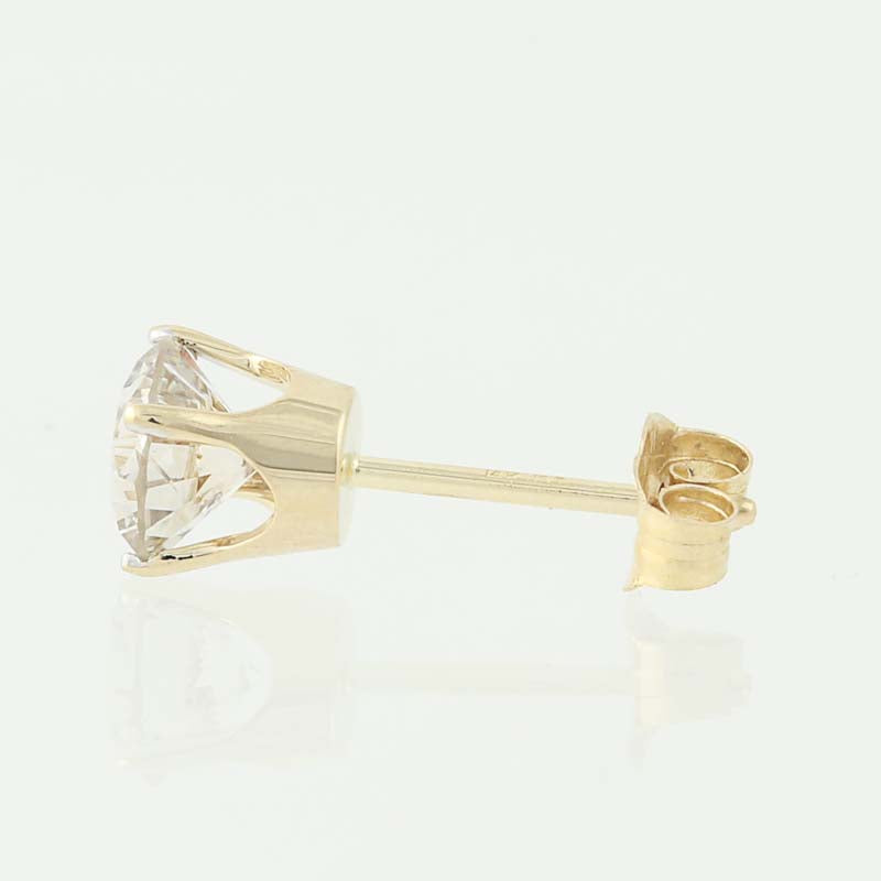 Diamond Stud Earrings - 14k Yellow Gold Basket Set Pierced Round Cut 1.20ctw