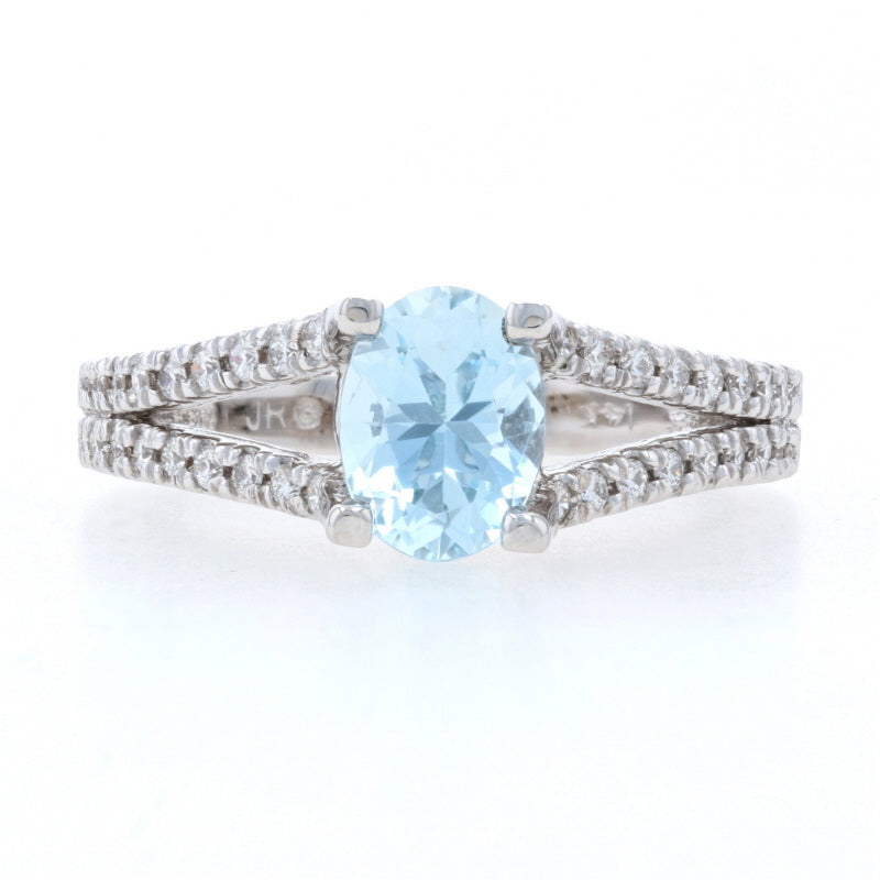 1.12ct Aquamarine & Diamond Ring White Gold