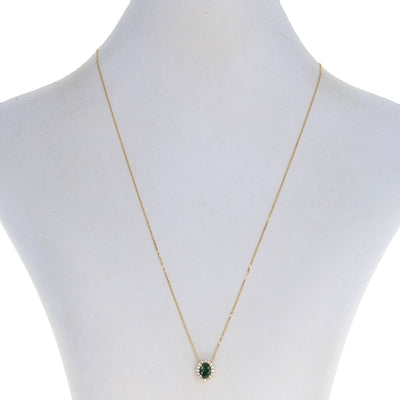 .87ct Teal Sapphire & Diamond Necklace Yellow Gold