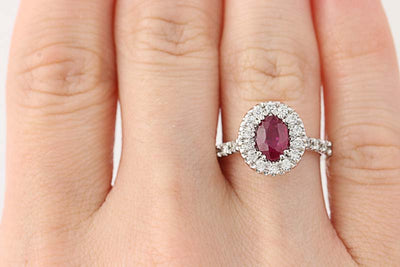 Ruby & Diamond Halo Ring 1.67ctw