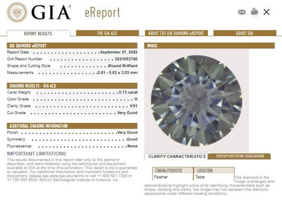 .73ct Loose Diamond Round Brilliant Diamond GIA