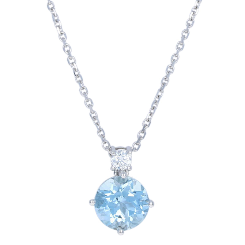 Aquamarine & Diamond Pendant Necklace 3.20ctw