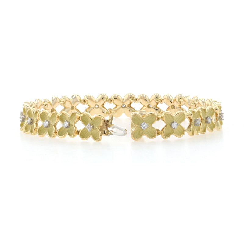 14Karat Two Tone Gold Diamond Cuban Link Bracelet For Sale at 1stDibs |  malabar gold and diamonds mens bracelet, alberto jewelry