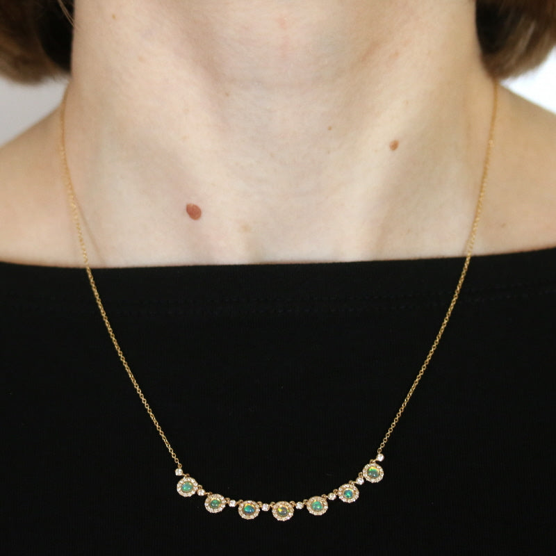 .38ctw Opal & Diamond Necklace Yellow Gold