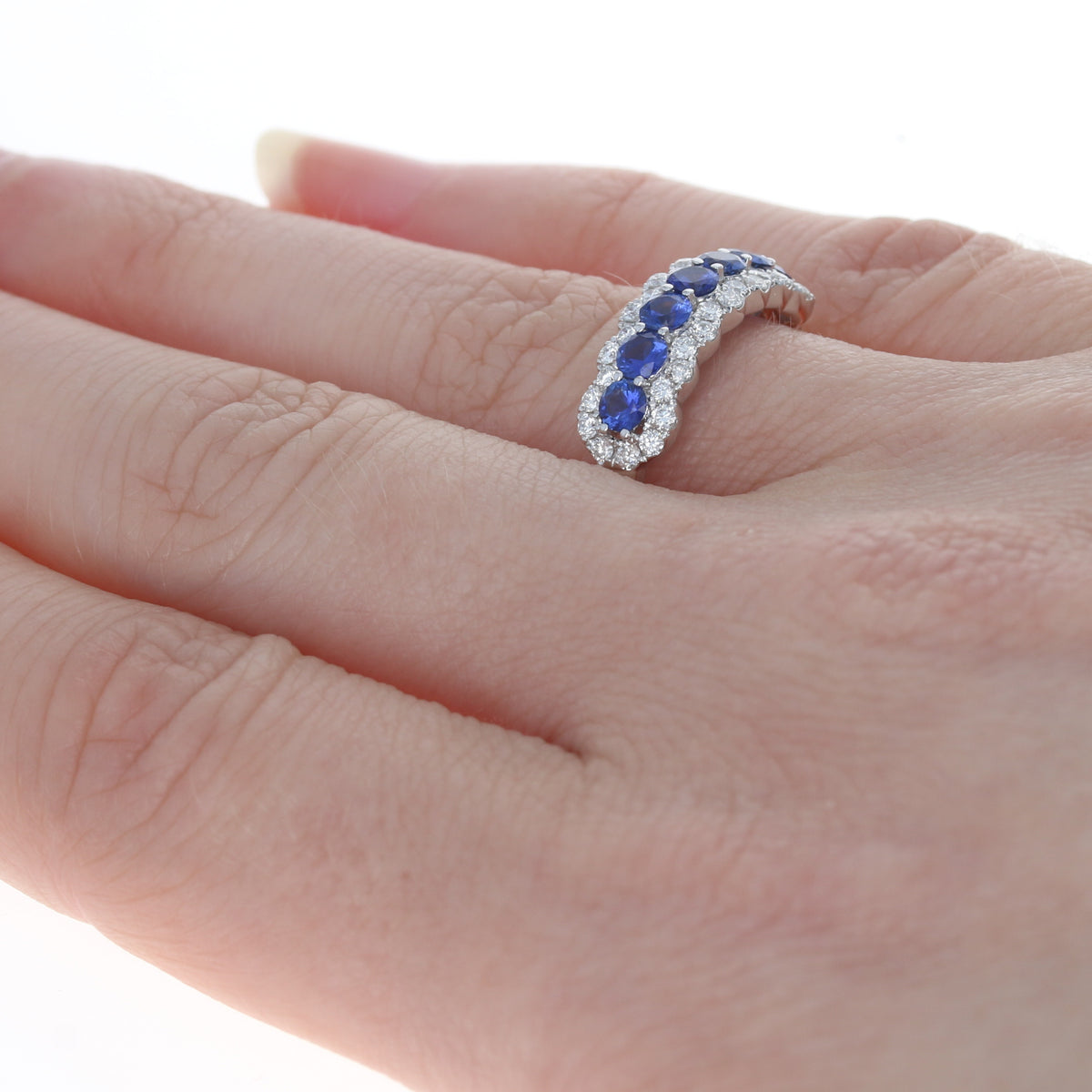 .75ctw Sapphire & Diamond Ring White Gold
