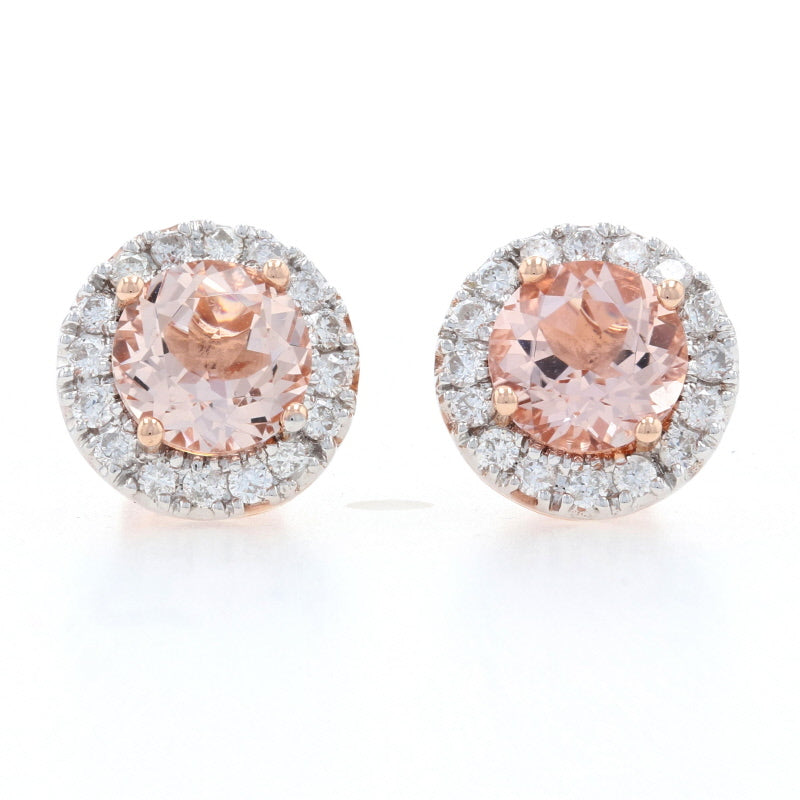 1.20ctw Morganite & Diamond Earrings Rose Gold
