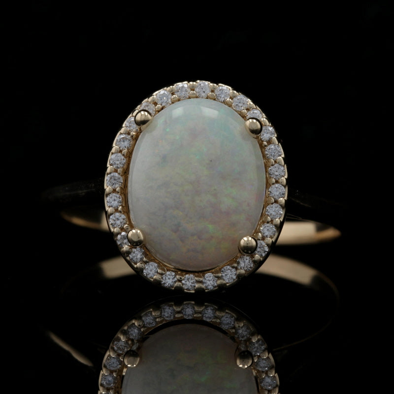 1.65ct Opal & Diamond Ring Yellow Gold