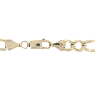 Diamond Cut Figaro Chain Men's Necklace Yellow Gold