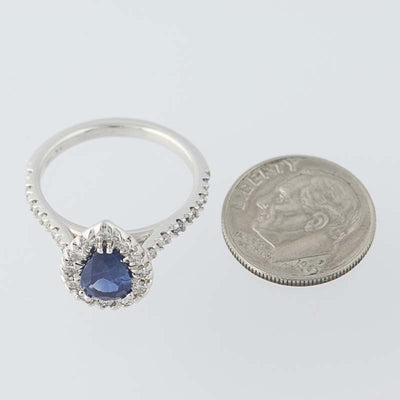 Sapphire & Diamond Halo Ring 1.54ctw