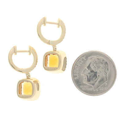 2.80ctw Citrine & Diamond Earrings Yellow Gold