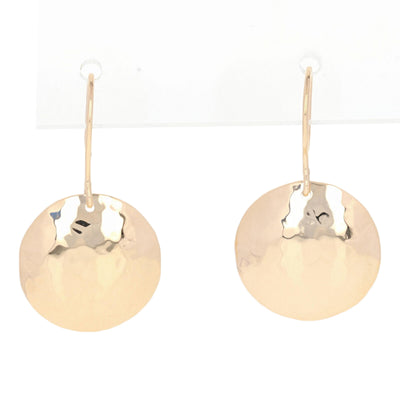 Hammered Disc Earrings Yellow Gold