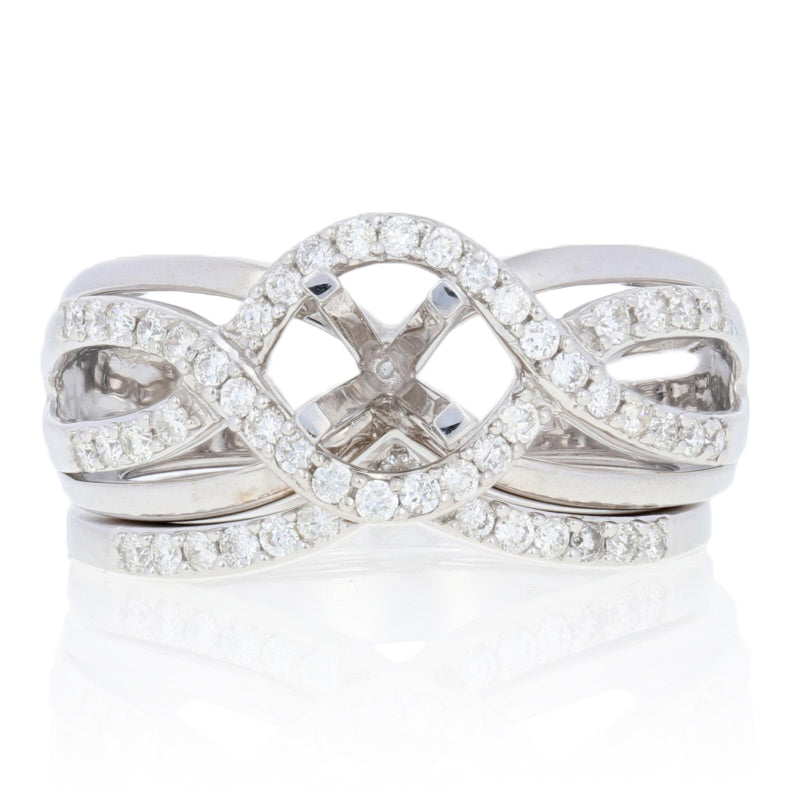 Semi-Mount Halo Engagement Ring & Wedding Band .50ctw