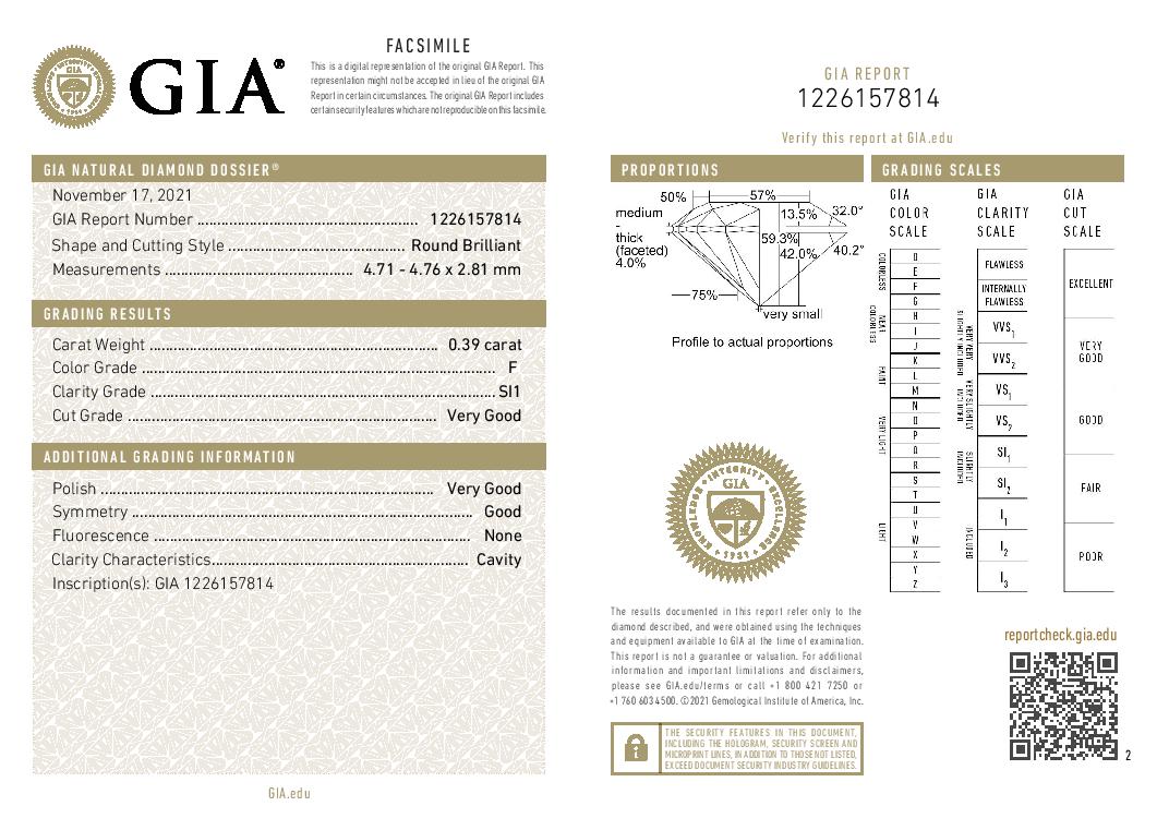 .39ct Loose Diamond Round Brilliant GIA