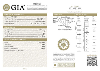 .39ct Loose Diamond Round Brilliant GIA