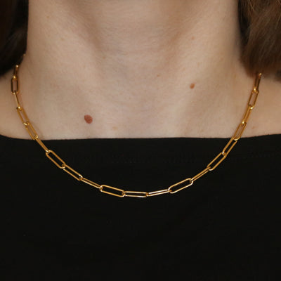 Paperclip Chain Necklace Gold Filled