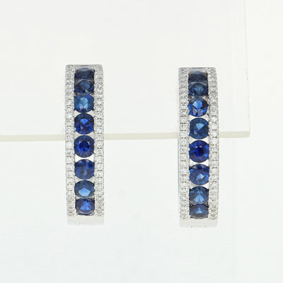 Sapphire & Diamond Hoop Earrings 1.77ctw