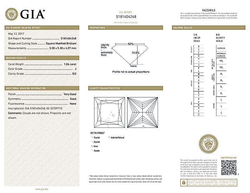 1.06ct Loose Diamond Princess GIA