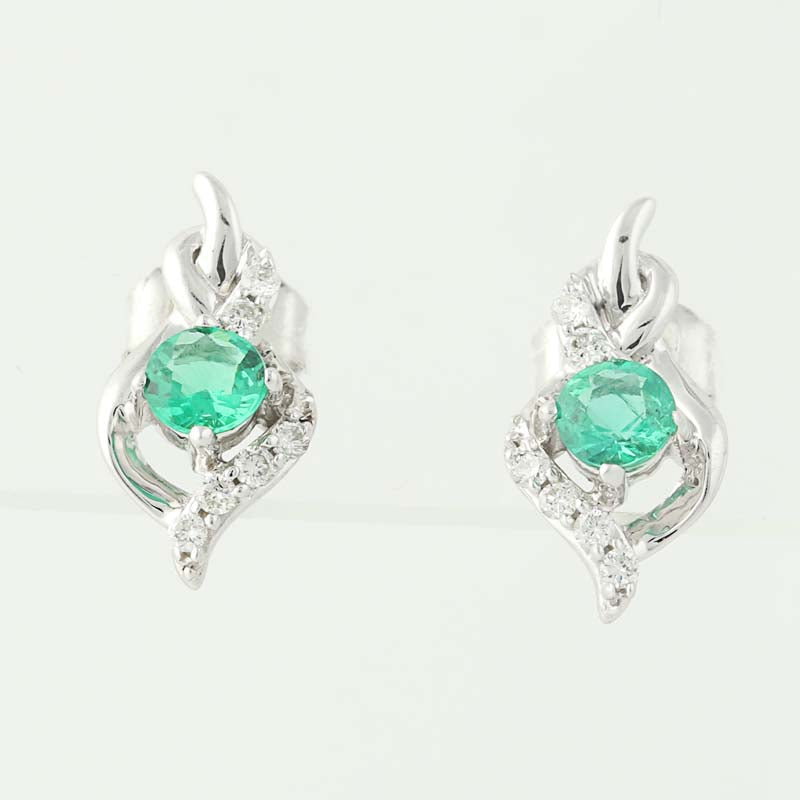 Emerald & Diamond Earrings .54ctw