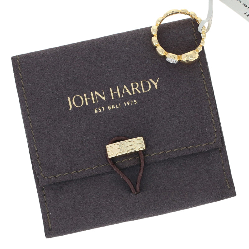 John Hardy Diamond Hammered Dot Ring Yellow Gold