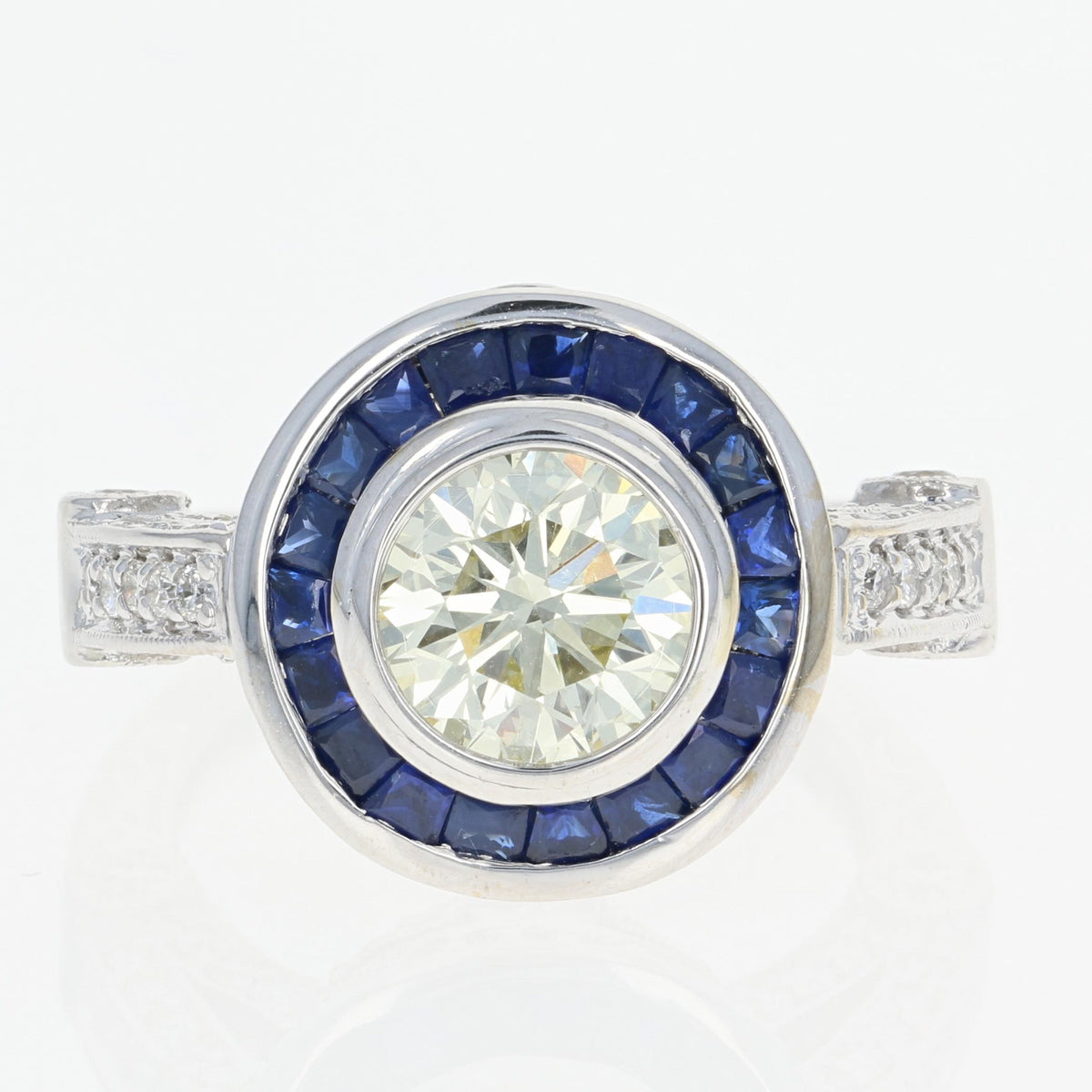 Diamond & Sapphire Halo Engagement Ring GIA 4.18ctw