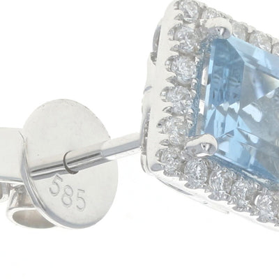 .91ctw Aquamarine & Diamond Earrings White Gold