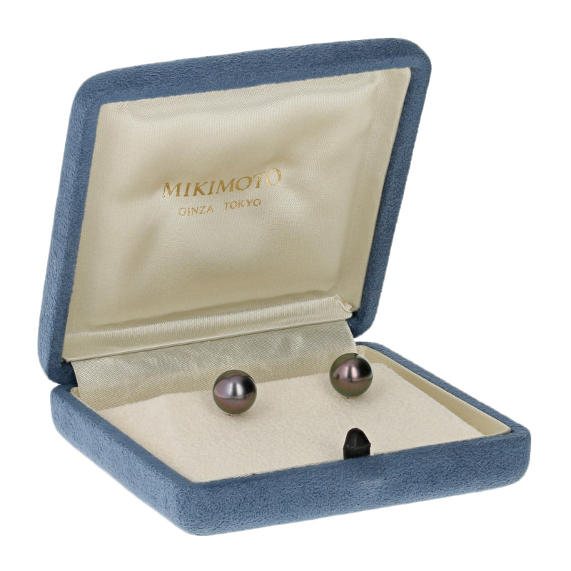 Mikimoto Tahitian Black South Sea Pearl Earrings White Gold