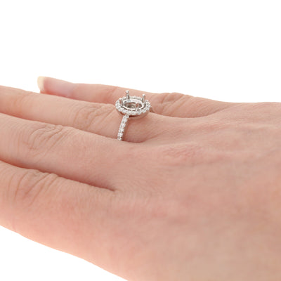 Semi-Mount Oval Halo Engagement Ring